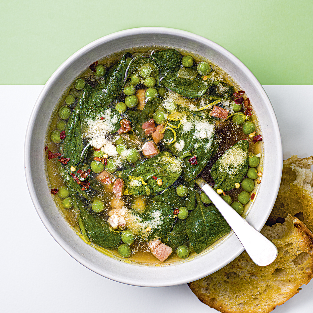 Speedy Vegetable Broth with Garlic Toast