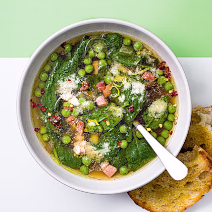Speedy Vegetable Broth with Garlic Toast