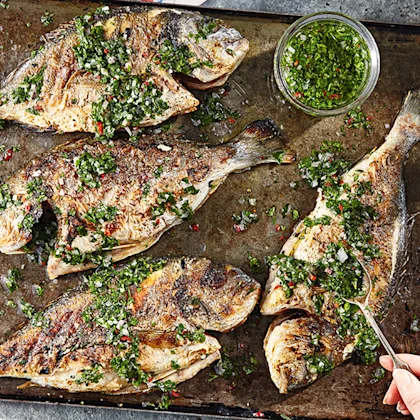Barbecued Whole Bream with Chimichurri