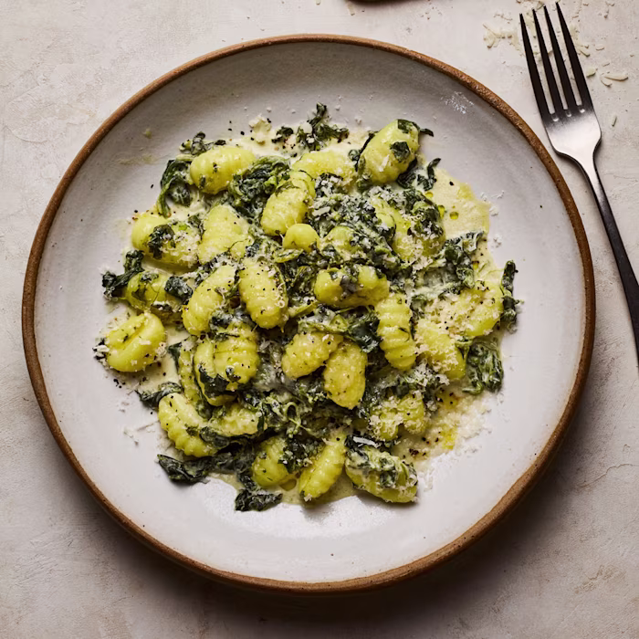 Cheesy Spinach Gnocchi