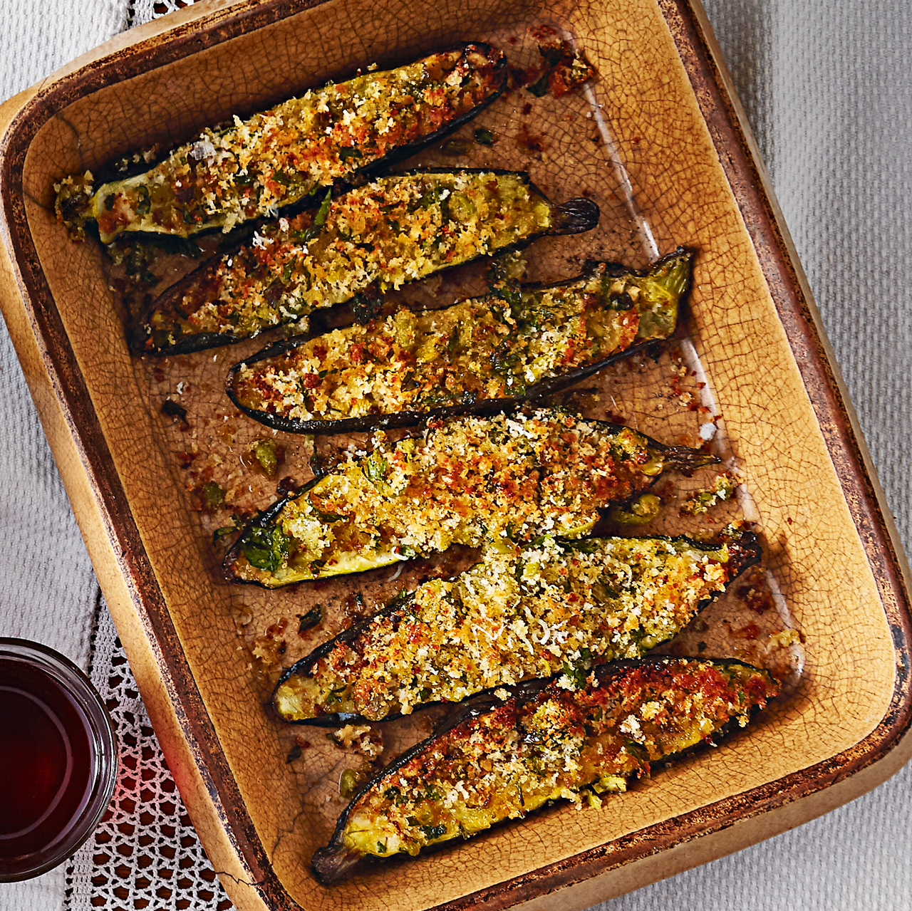 Roast Courgettes with Caper Pangrattato 