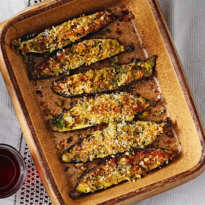 Roast Courgettes with Caper Pangrattato
