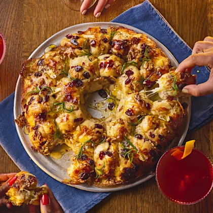 Brie and Cranberry Tear and Share Bread with Hot Honey