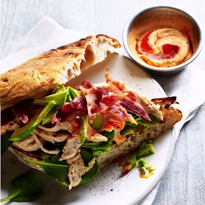 Sriracha Chicken, Bacon & Avocado Toasted Sandwich