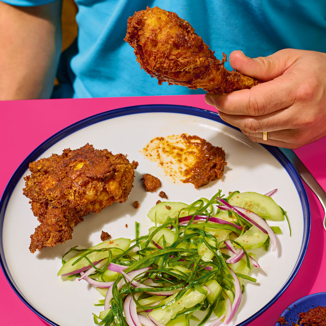 Indonesian-style Fried Chicken with Cucumber Salad