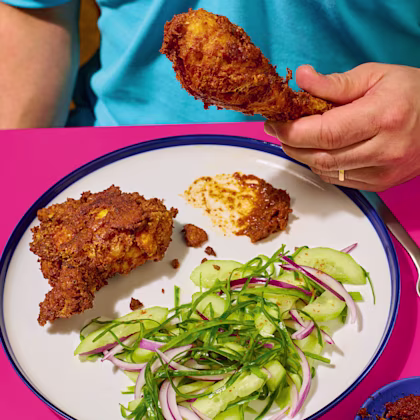 Indonesian-style Fried Chicken with Cucumber Salad