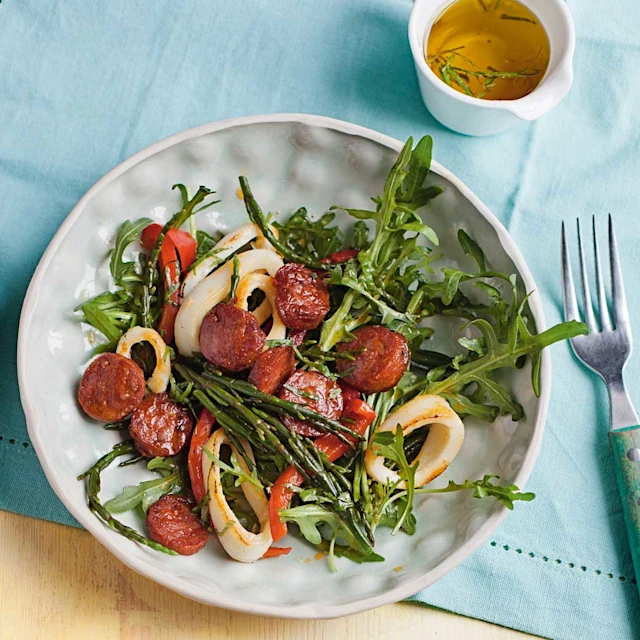 Squid, Chorizo and Samphire Salad