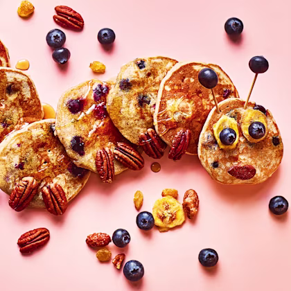 Banana and Blueberry Buckwheat Pancakes