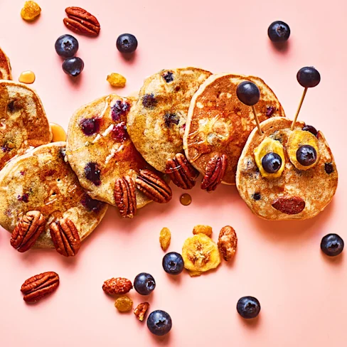 Banana and Blueberry Buckwheat Pancakes