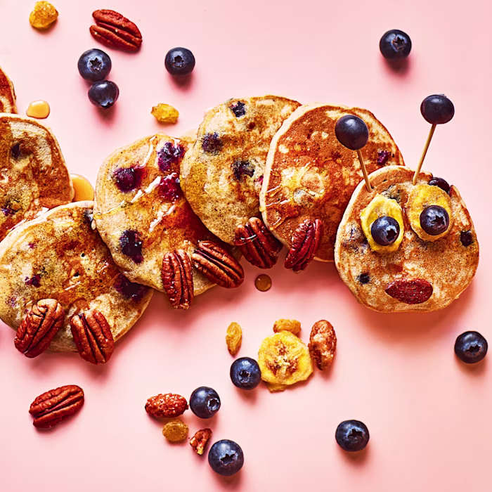 Banana and Blueberry Buckwheat Pancakes