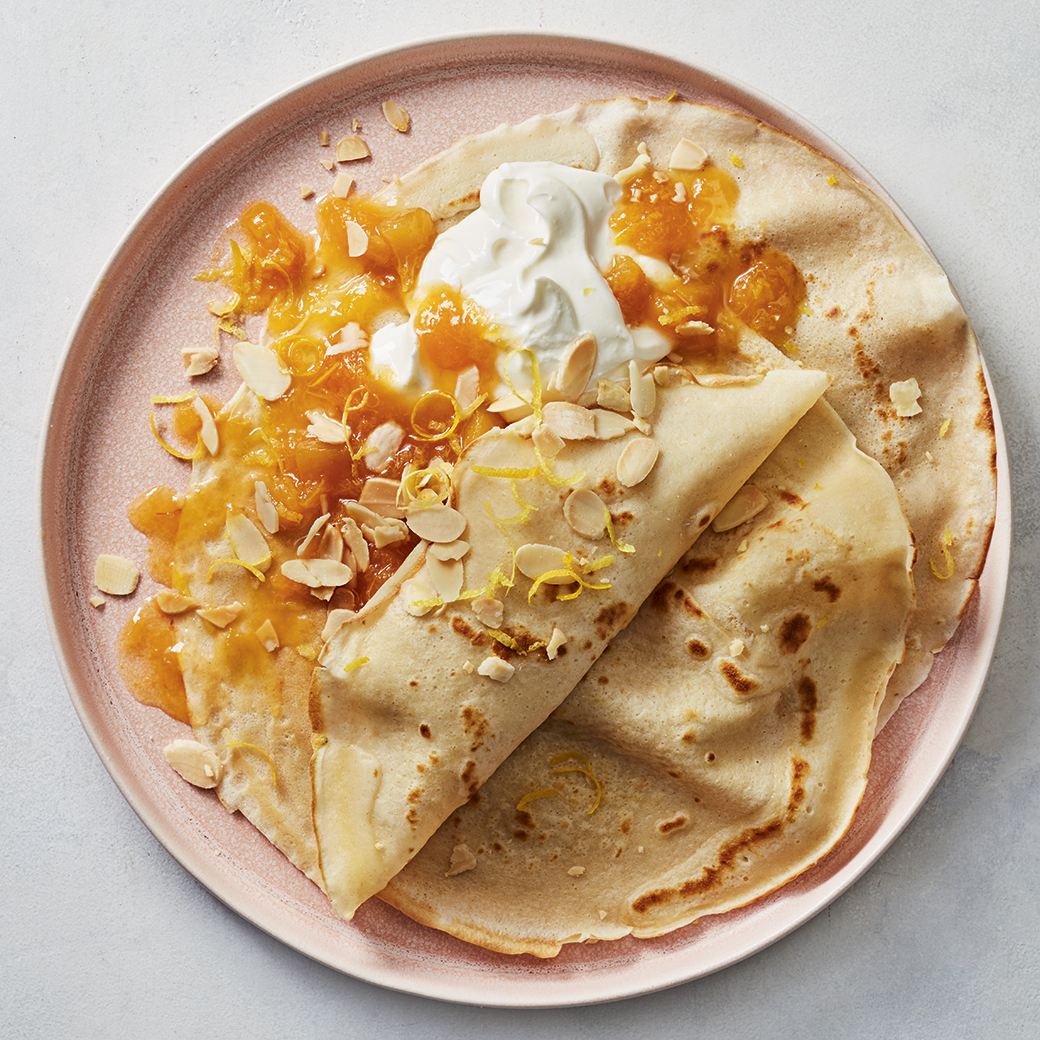 Warm Apricot and Cream Crêpes