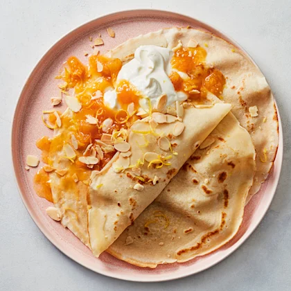 Warm Apricot and Cream Crêpes