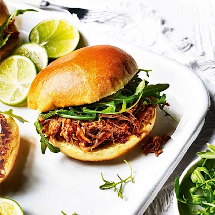 Pulled Pork in a Bun with Sweet Potato Fries