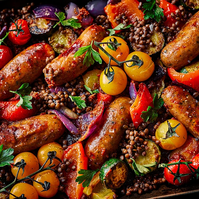 Sausage And Lentil Traybake