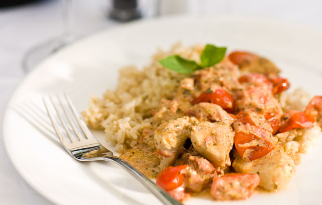Chicken with Crème Fraîche and Cherry Tomatoes