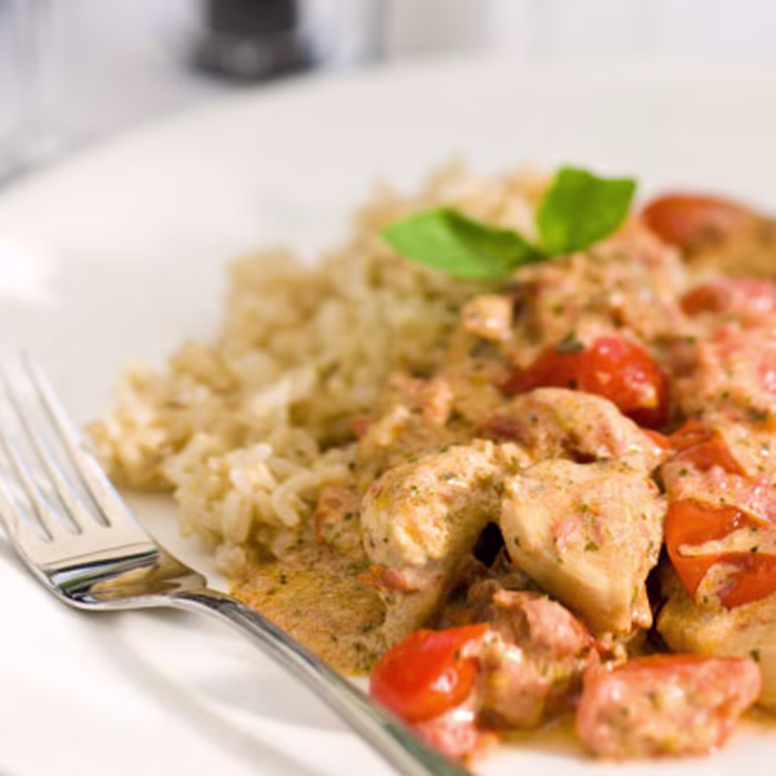 Chicken with Crème Fraîche and Cherry Tomatoes