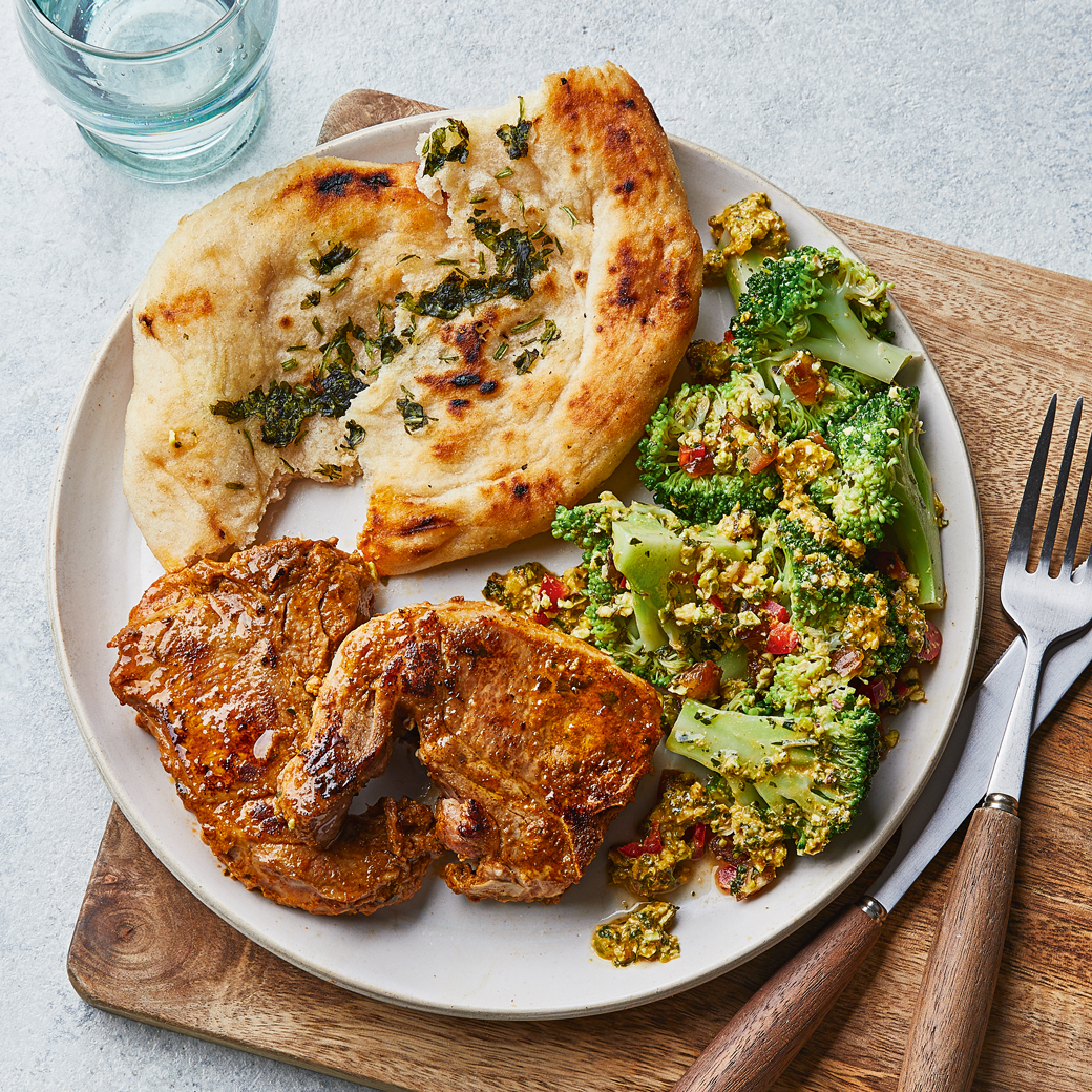Tikka Lamb Chops with Broccoli Salad