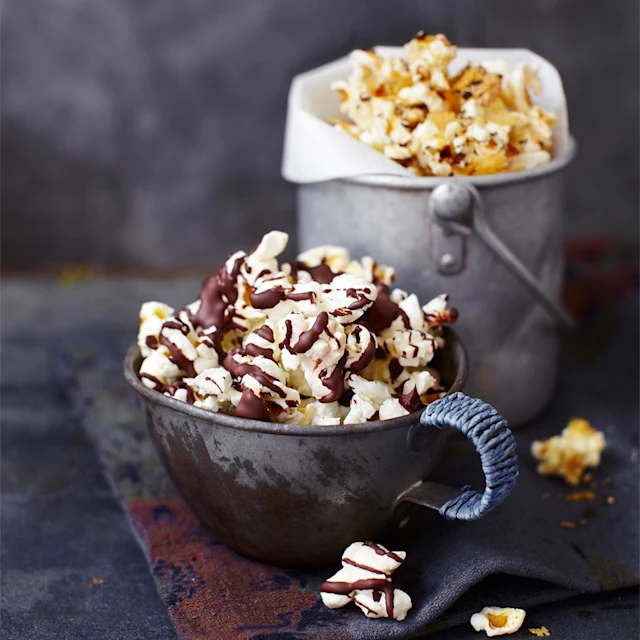 Salted dark chocolate and Parmesan black pepper popcorn