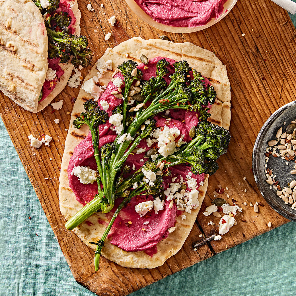  Beetroot, Broccoli and Feta Flatbreads 