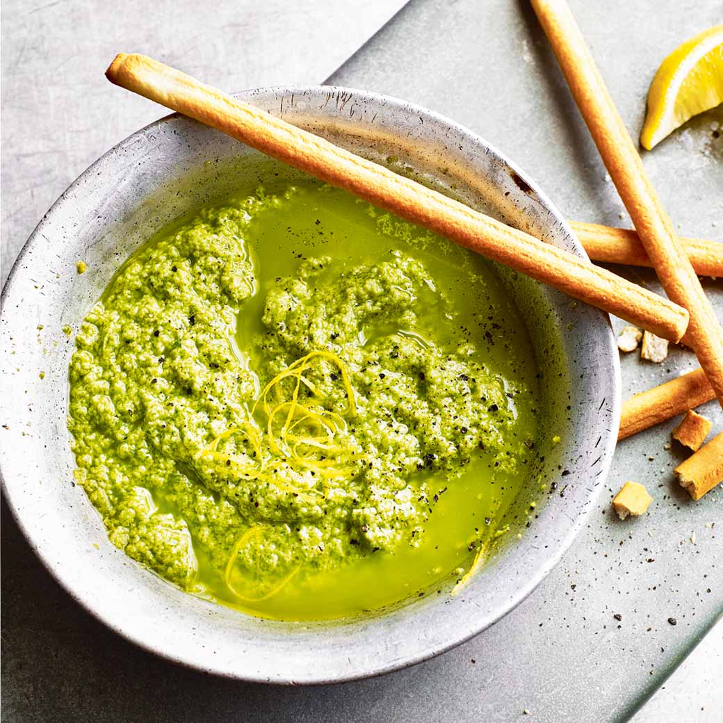 Artichoke & Basil Dip with Grissini