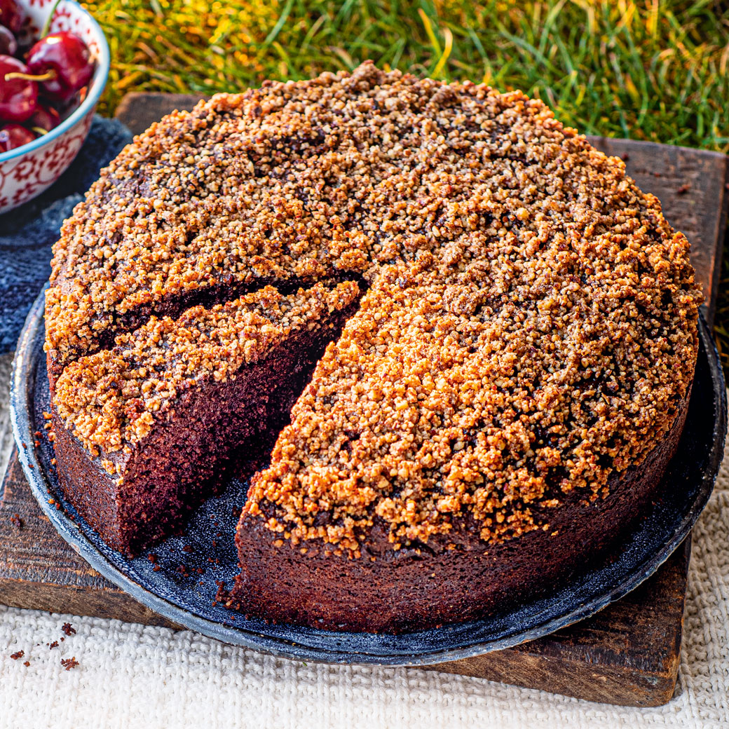 Pecan and chocolate revani cake 