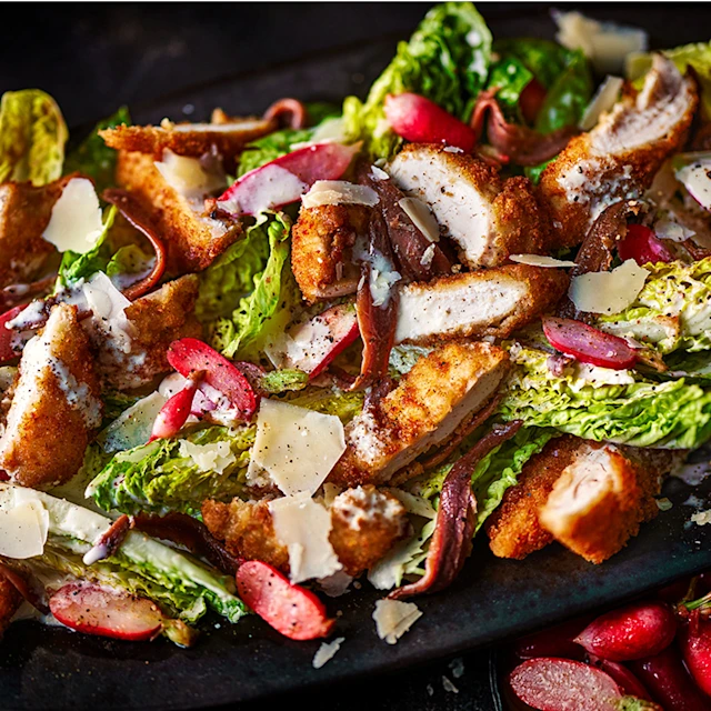 Crispy Chicken Caesar with Brown Butter Radishes