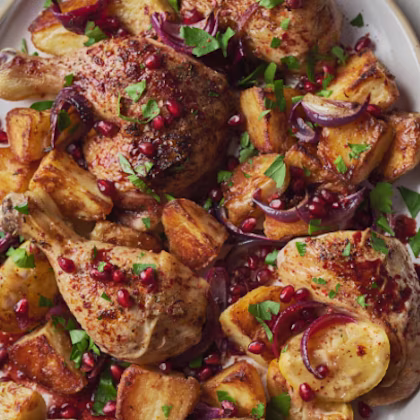 Roast Chicken with Sticky Pomegranate