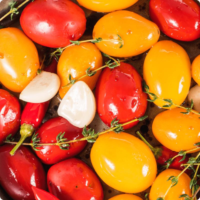 Close up of colourful Isle of Wight tomatoes