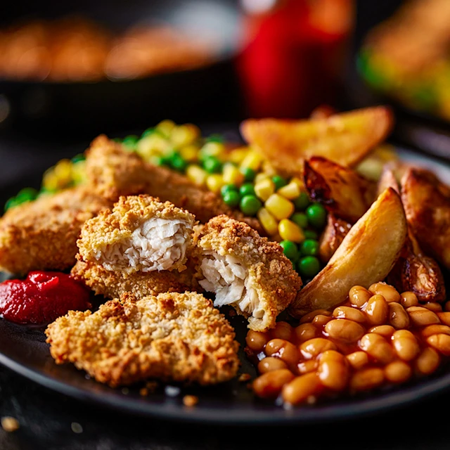 Air Fryer Fish Nuggets with Wedges