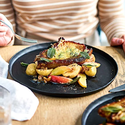 Apple and stilton pork chops