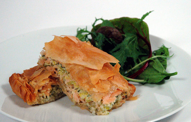 Salmon and Leek Filo Parcels
