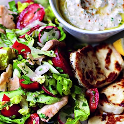 Fatoush Salad with Grilled Halloumi