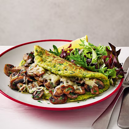 Herby Pancakes with Garlic Mushrooms