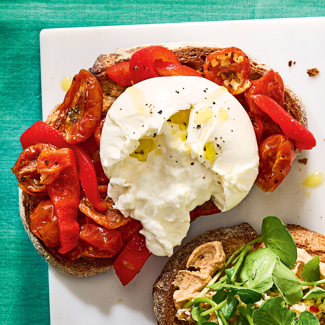  Roasted Pepper and Burrata Bruschetta