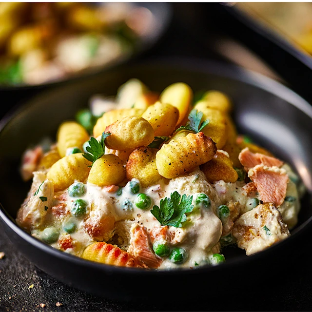 Crispy Gnocchi Fish and Pea Pie