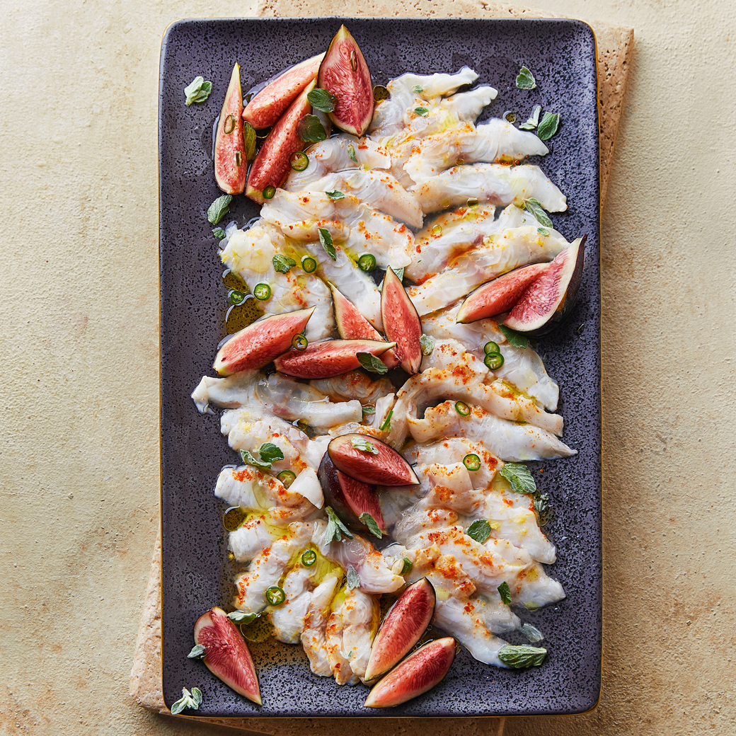 Cured Sea Bass with Figs and Oregano