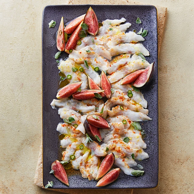 Cured Sea Bass with Figs and Oregano