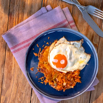Rosti, Kimchi and Fried Eggs
