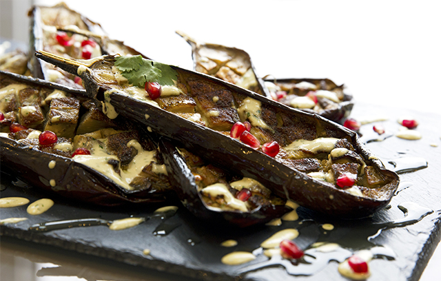 Roasted Aubergine with Tahini & Pomegranate