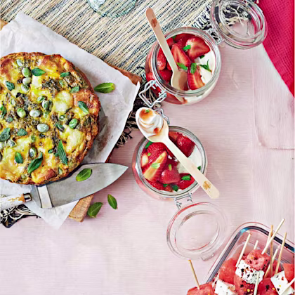 Mojito strawberries with coconut yogurt