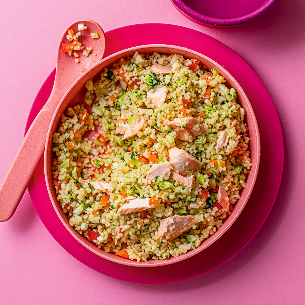 Baby and Toddler’s Rainbow Couscous with Salmon