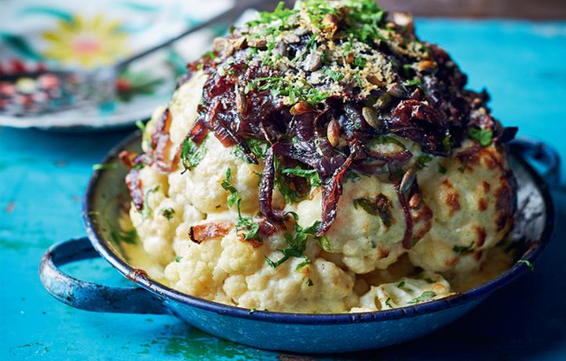 Cauliflower Cheese with Brown Sugar Onions