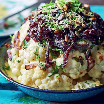 Cauliflower Cheese with Brown Sugar Onions