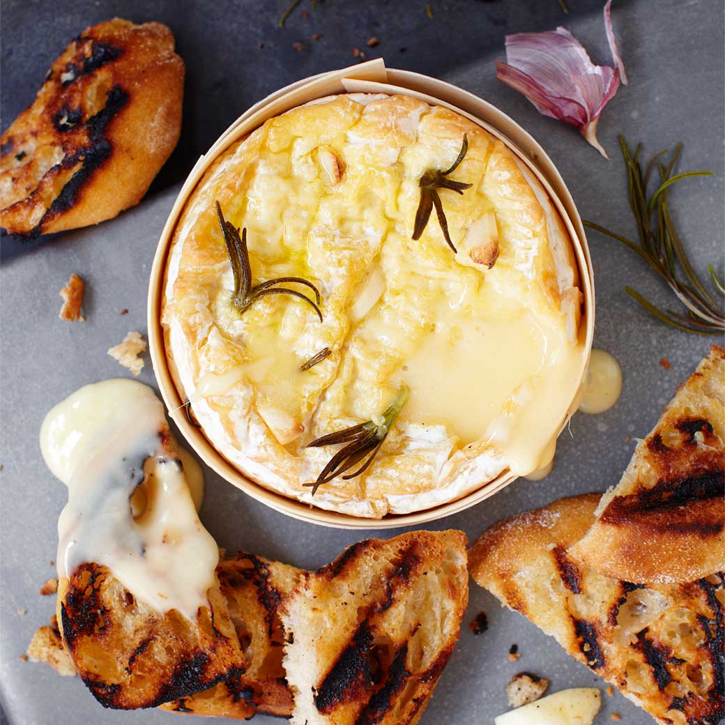 Rosemary-baked Camembert with Garlic Ciabatta Toast