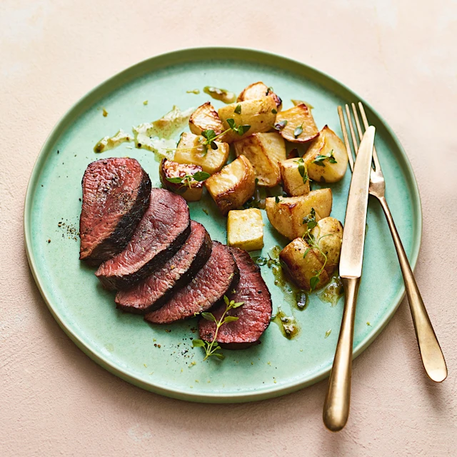 Venison Steaks with Brown Buttered Turnips