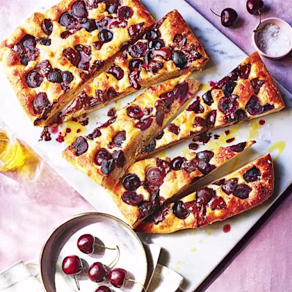 Cherry and chocolate focaccia