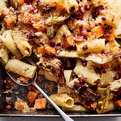 Crispy Artichoke, Pancetta and Butternut Squash One-Tin Pasta