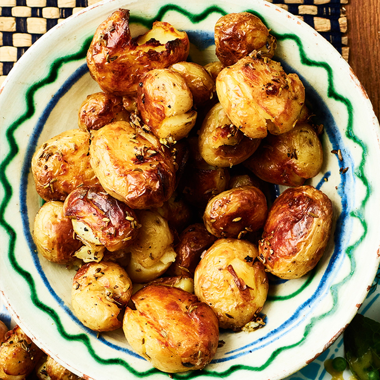 Smashed New Potatoes with Fennel Seeds