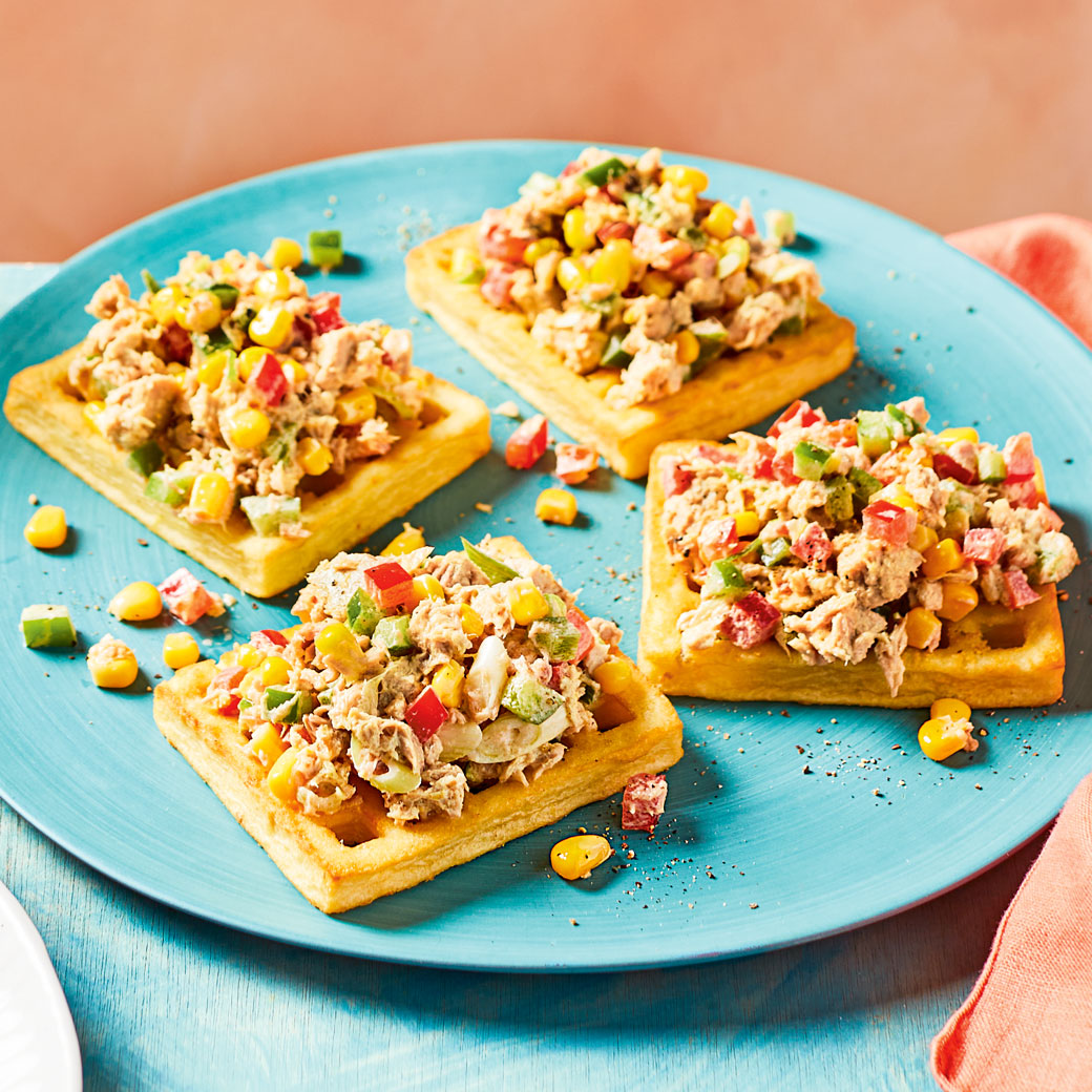 Tuna Crunch Potato Waffles