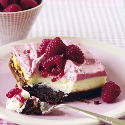 Raspberry Brownie Cheesecake
